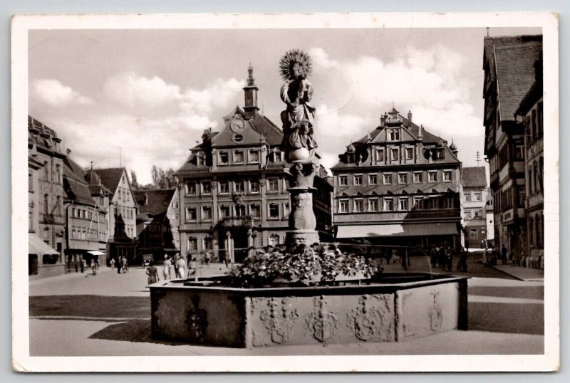 Germany Baden-Wurttemberg Fountain At Schwabisch Gmund RPPC Postcard B34