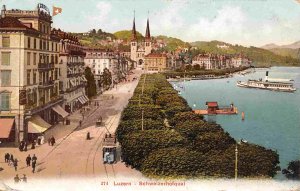 Schweizerhofquai Waterfront Luzern Lucerne Switzerland 1907c postcard