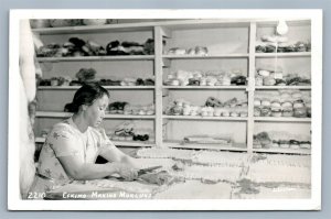 ESKIMO MAKING MUKLUKS VINTAGE REAL PHOTO POSTCARD RPPC