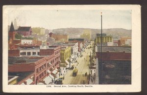 SEATTLE WASHINGTON DOWNTOWN SECOND AVE. STREET SCENE VINTAGE POSTCARD