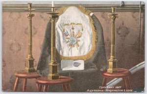 1907 Alexandria-Washington Lodge Masonic Apron & Lesser Lights Postcard