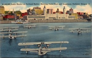 Linen PC Public Market on Portland Harbor Patrol Boat Seaplanes Portland Oregon