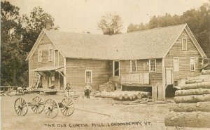 Postcard RPPC 1917 Vermont Londonderry Logging Lumber Sawmill 23-11654