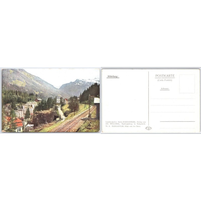 Postcard Badgastein Austria Railway View Mountains