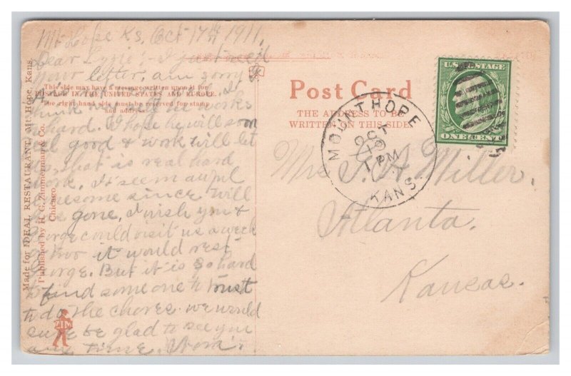 Postcard Mount Hope Kansas School Building