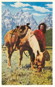 Postcard Wyoming 1950s Cowgirl horse Crandall Studios Frye & Smith 23-4318