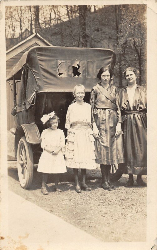 H65/ West Virginia RPPC Postcard c1920 Women Girls Automobile 30