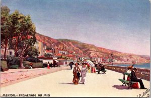 Promenade du Midi Menton Tucks 7530 Vintage Postcard V55