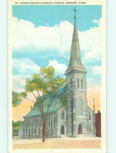 Unused W-Border CHURCH SCENE Danbury Connecticut CT L4972