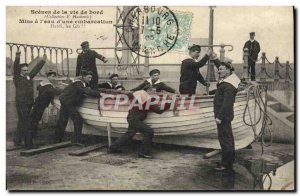 Old Postcard Boat War Turning to the & # 39eau d & # 39A boat