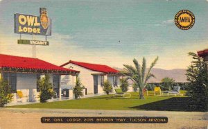 Owl Lodge Motel Benson Highway US 80 Tucson Arizona linen postcard