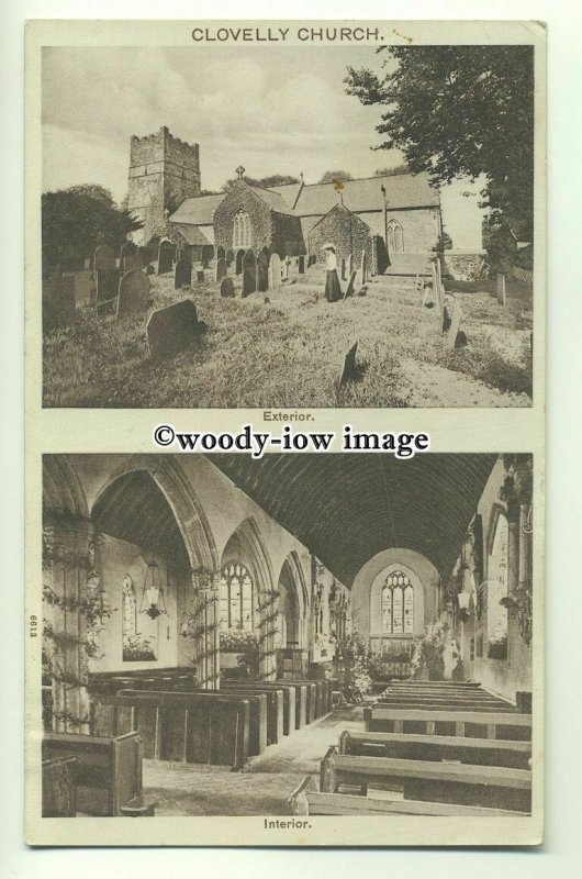 cu2076 - Interior and Exterior Views of Clovelly Church, in Devon - Postcard