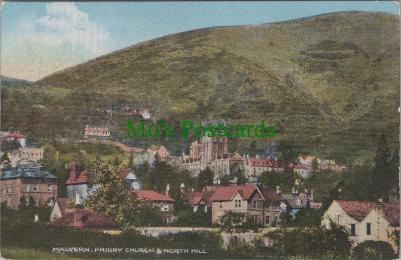 Worcestershire Postcard - Malvern Priory Church & North Hill  RS36548