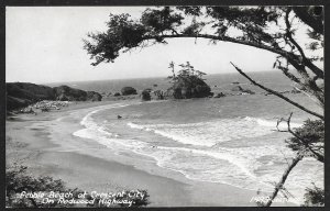 Pebble Beach at Crescent City Redwood Highway California RPPC Unused c1940s