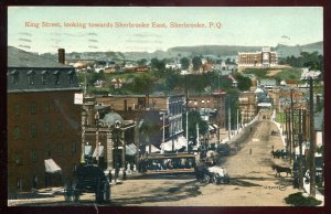 h2913 - SHERBROOKE Quebec Postcard 1910 King Street Tram