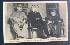 Mint Real Picture Postcard Tehran Conference Stalin Roosevelt Churchill