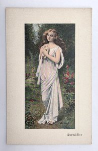 Pretty Lady Art Nouveau Beauty with Doves Goddess Gwendoline Postcard L36