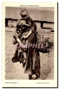 CPA Missions salesiennes Belgian Congo Mom and baby