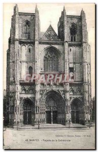 Old Postcard Nantes Facade of the Cathedral