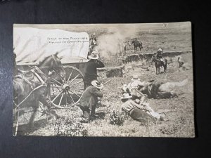 1852 Mint Postcard RPPC Perils of the Plains Indians Cowboy Shooting Horse Wagon