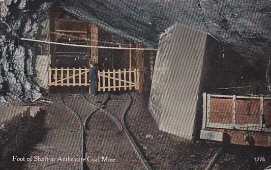 Mines Man Standing At Foot Of Shaft In Anthracite Coal Mine Pennsylvania 1915