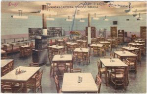 Manga's Cafeteria, Elwood, Indiana, Vintage 1952 Linen Postcard