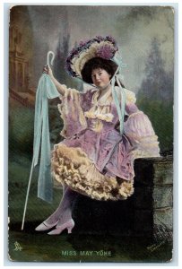 c1910's Pretty Woman Miss May Yohe Dress Tuck's Unposted Antique Postcard
