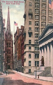 Vintage Postcard 1913 The Famous Wall Street Building Monument New York City