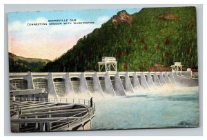 Vintage 1952 Postcard Panoramic View of the Bonneville Dam Oregon-Washington