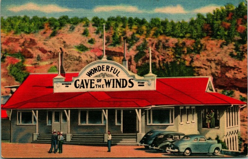 Vtg Linen Postcard Manitou Springs Colorado CO Wonderful Cave of the Winds UNP