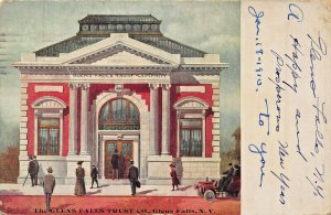 GLEN FALLS NEW YORK TRUST COMPANY BANK~1913 ARTIST DRAWN POSTCARD