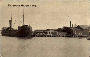 Prospect Harbor Maine ME Ship at Dock Gouldsboro c1910 Postcard