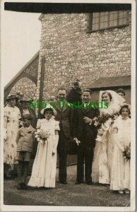 Ancestors Postcard - Wedding Party Posing Outside a House  RS28332