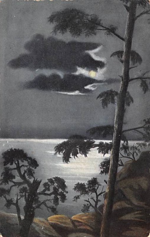 Trees and Water in the Moonlight Moon 1908 