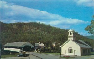 Stark New Hampshire  Covered Bridge & Church Chrome Postcard Unused