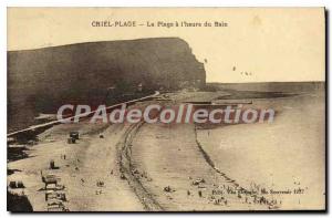 Old Postcard Criel Plage La Plage Du Bain I'Heure