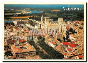 Postcard Modern Avignon Vaucluse Aerial view right the Papal Palace and the C...