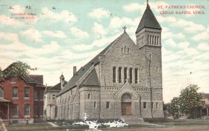 Cedar Rapids Iowa, 1909 Saint Patrick's Church Parish Building Vintage Postcard