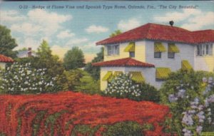 Florida Orlando Hedge Of Flame Vine and Spanish Type Home 1957 Curteich