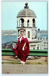 HALIFAX, Nova Scotia Canada ~ NATAL DAY QUEEN & Citadel Clock c1950s  Postcard