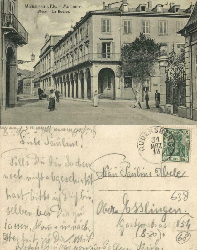 france, MULHOUSE, Alsace, La Bourse, Stock Exchange (1913) Postcard