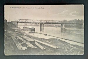 Mint Vintage Andenne Belgium Bridge Over Meuse Real Photo Postcard