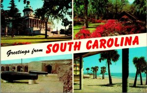 Multiview Banner Greetings from South Carolina SC Chrome Postcard Unused UNP Q17