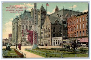 c1910 Broad Street, South Military Park, Post Office, Newark NJ Postcard 