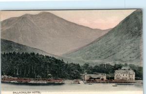 ARGYLLSHIRE, SCOTLAND  Hand colored  BALLACHULISH HOTEL Loch c1910s UK Postcard