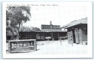 DODGE CITY, KS Kansas ~ Roadside BOOT HILL MUSEUM c1960s Ford County Postcard