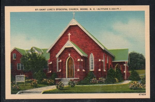 North Carolina postcard  St Luke's Episcopal Church, Boone, N.C. unused