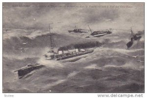 Escadrille De Torpilleurs En Manoeuvres Dans La Manche Ralliant Le Port Par G...