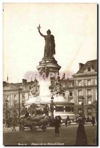 Old Postcard Paris Place de la Republique Lion