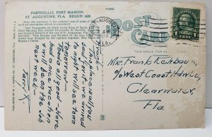 St Augustine Florida PORTCULLIS Fort Marion 1924 Postcard C10